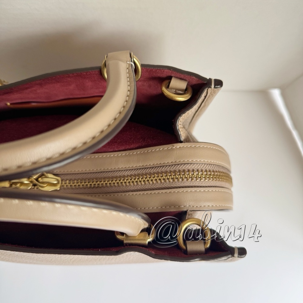 Exclusive Coach Rogue 25 Leather Top Handle Satchel Handbag in Color Taupe - Picture 10 of 16